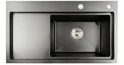 Кухонна мийка Handmade dante 78х43х22 см з нержавіючої сталі, чорний, фото 2