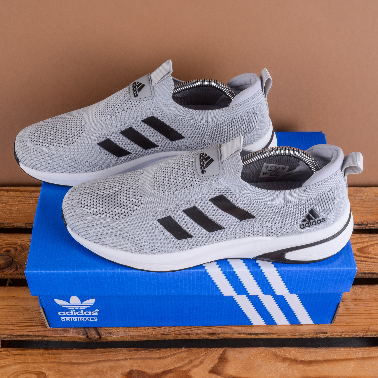 Легкі чоловічі кросівки тапочки Adidas повномірні сірі