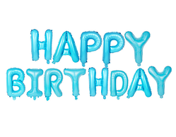Фольгована гірлянда-напис блакитна, кулі - літери Happy Birthday, кульки фольговані розмір 40 см