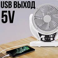 Настільний вентилятор 4 в 1 на акумуляторі 4Ач з сонячною панеллю та 2 LED лампами, фото 7
