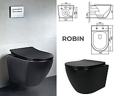 Комплект 5в1: інсталяція Koller Pool + безобідковий підвісний унітаз Robin, чорний + клавіша на вибір, фото 5