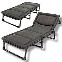Ліжко розкладачка з вшитим матрацом Leobro до 150 кг темно сірий, м’який лежак шезлонг