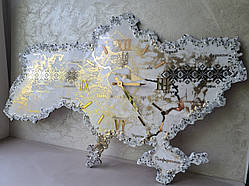 Годинник настінний з епоксидної смоли "Карта України"  50×38