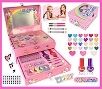 Набір дитячої косметики 157738, дитячій макіяж, манікюр, рожевий, Єдиноріг, дитяча косметика для дівчаток