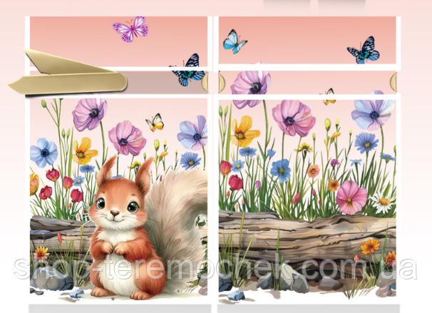 Пакет подарунковий дитячий з малюнком Білочка зі стрічкою зав'язкою поліетиленові щільні 23х12 см, фото 1