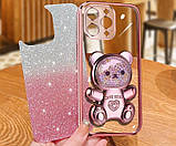 Чохол на телефон з блискітками 3D Cute Bear рожевий iPhone 12, фото 9
