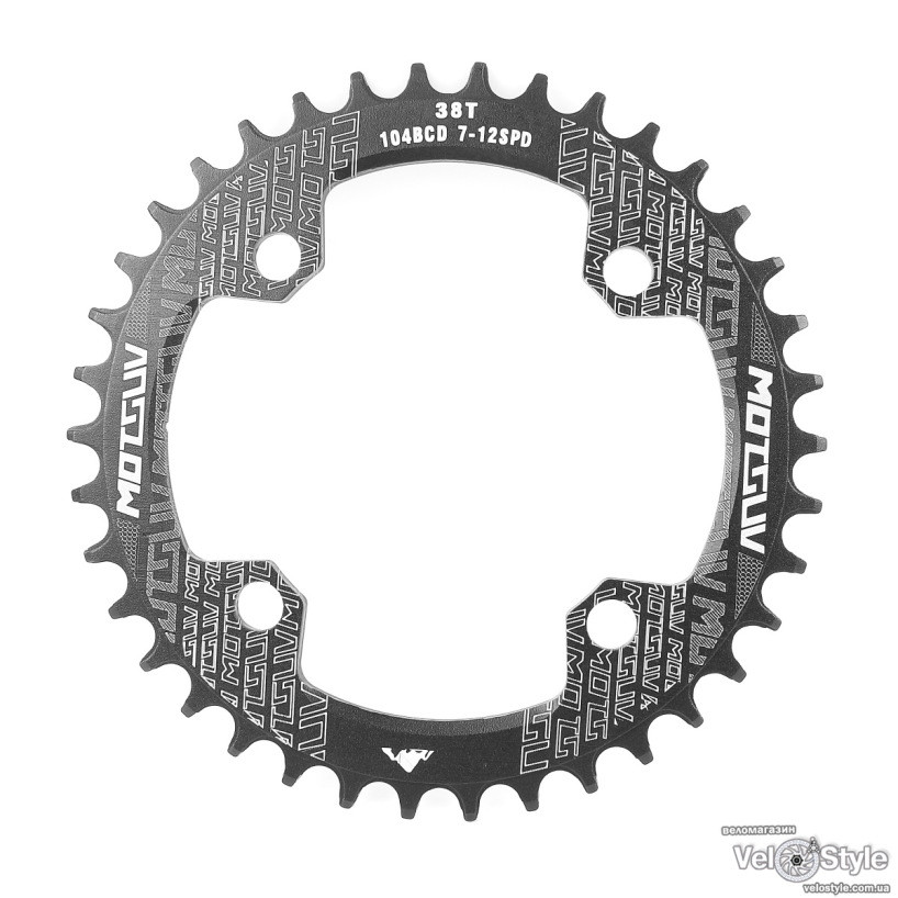 Зірка шатунів Motsuv Narrow Wide Round 38T BCD104 ALU чорна