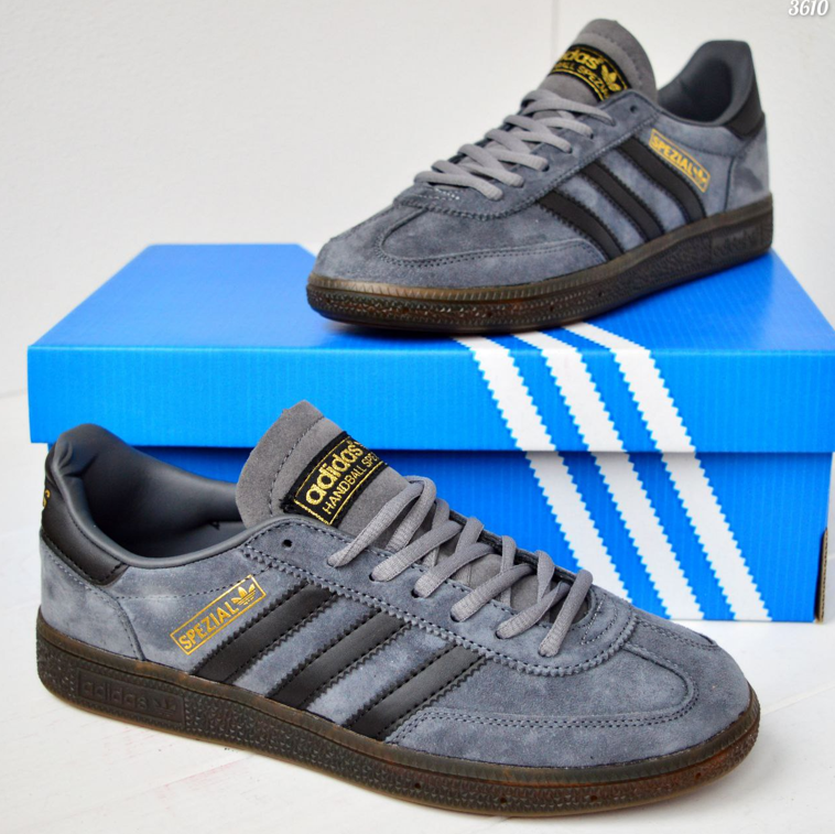 Чоловічі кросівки Adidas Handball Spezial Grey Взуття Адідас Спеціал Спешл сірі замшеві кеди низькі весна осінь спортивні