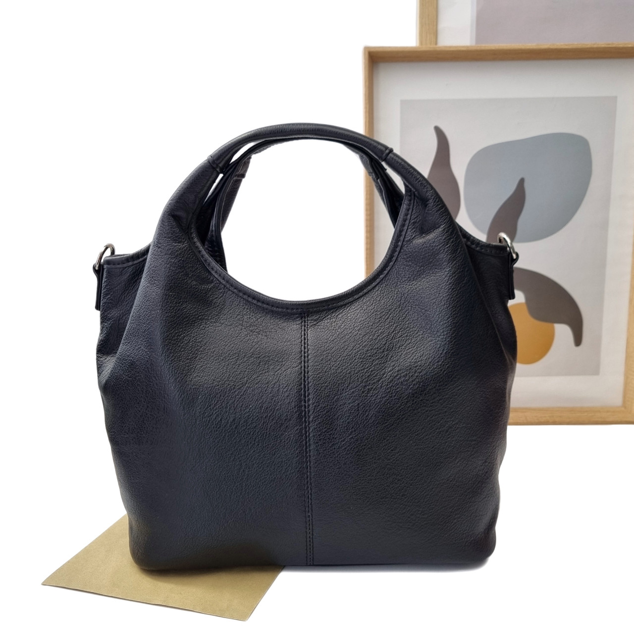 Чорна сумка з ручками натуральна шкіра Арт.8555-1 black VIVAVERBA Україна — (54)