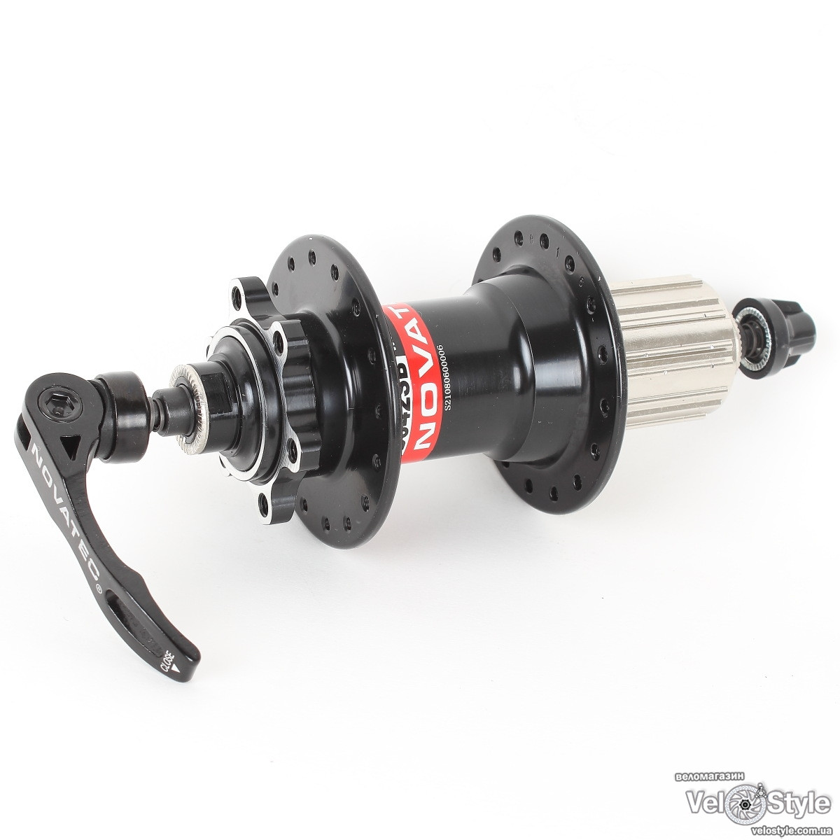 Втулка дискова задня Novatec JY-D042SB, 10х145 8-11S, 4 пром. підш., 10 мм., чорна. 32Н, фото 1