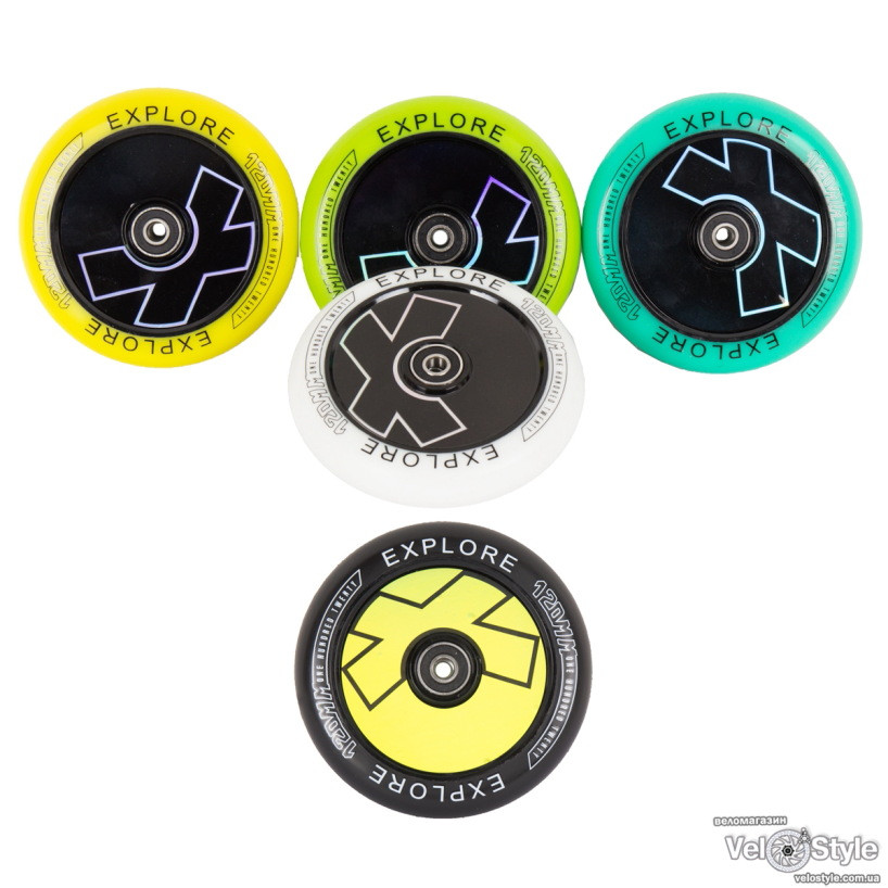 Колесо Explore для трюкового самоката WHEELS SCOO 120+abec 9 кольори в асортименті