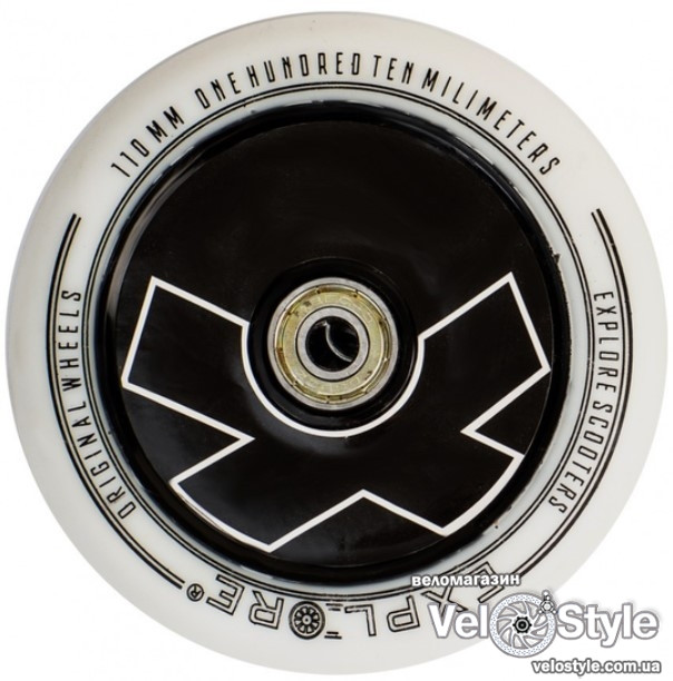 Колесо Explore для трюкового самоката 110мм WHITE, підшипник abec -9