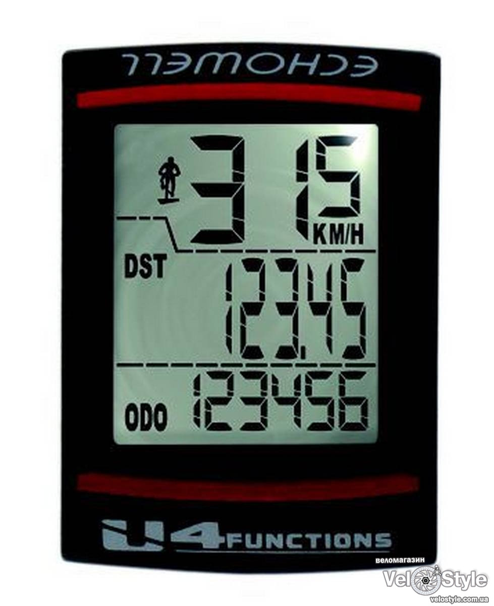 Велокомп'ютер ECHOWELL U4, 4 ф-ції, чорний 804741, фото 1