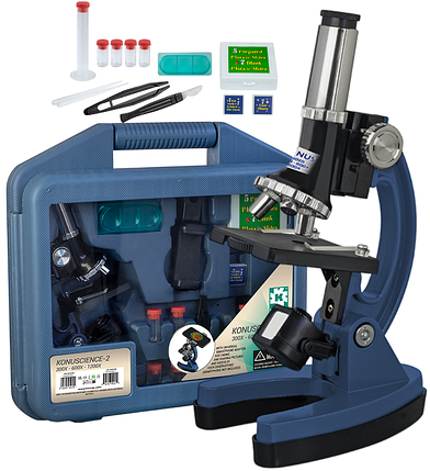Біологічний zoom-мікроскоп Konus Konuscience-2 | Дитячий комплект для мікроскопії з набором для дослідів в кейсі, фото 1