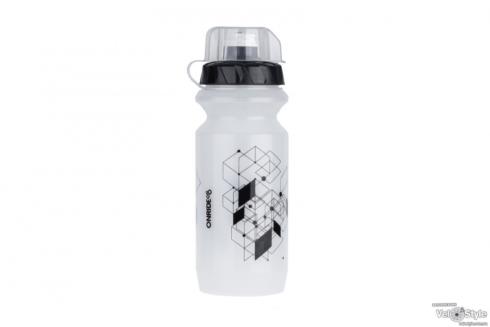 Фляга OnRide Ram 20  прозора пластикова 600 мл, чорна кришка з білим носиком, фото 1