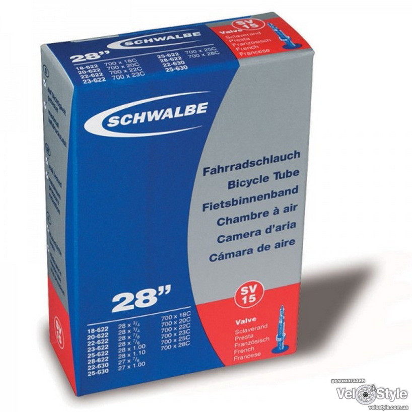 Камера Schwalbe SV15 28" (700x18/28C) FV 60 мм 10427363