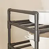 Вузька етажерка на коліщатках TVT-03, 4 яруси, 138×42×32 см, підлоговий стелаж, чорна, фото 5