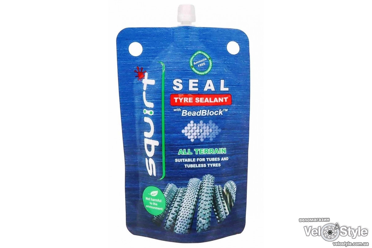 Герметик для покришок  Squirt  Sealant 120 мл + з додатковим активатором BeadBlock Pouch 120 мл
