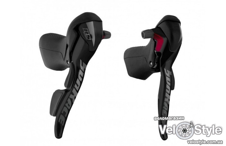 Перемикачі шосейні з гальмівними ручками SunRace RS1, дуали, чорні, правий/лівий, 10/2 швидкостей, фото 1