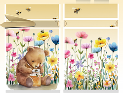 Пакет дитячий з малюнком Ведмедик з атласною стрічкою зав'язкою 23х12 см для солодощів з об'ємним дном