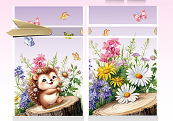 Пакет дитячий з малюнком Їжачок з атласною стрічкою зав'язкою 23х12 см для солодощів з об'ємним дном