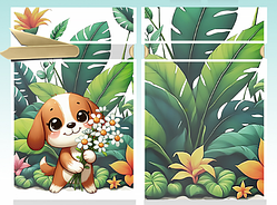 Пакет з малюнком Собачка із золотою атласною стрічкою 23х12 см дитячий для солодощів дно 5.5 см