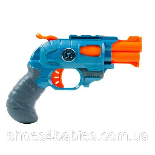 Пістолет механічний, іграшковий, з подвійним дулом і м'якими патронами, 20 см