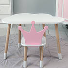Дитячий стіл білий хмарка і стільчик корона дитячий рожевий. Дитячий білосніжний столик, фото 3