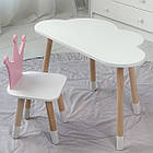 Дитячий стіл білий хмарка і стільчик корона дитячий рожевий. Дитячий білосніжний столик, фото 5
