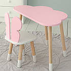 Стіл хмарка і стільчик метелик дитячий рожевий з білим сидінням. Столик для занять, ігор, їжі, фото 3