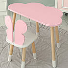 Стіл хмарка і стільчик метелик дитячий рожевий з білим сидінням. Столик для занять, ігор, їжі, фото 6