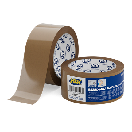 Стрічка HPX пакувальна "безшумна" 50 мм*0,03 мм* 66 м коричнева, фото 1