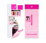 Меблі для ляльки 818-26А холодильник газова плита посудомийка звук світло висота 32 см, фото 3