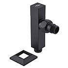 Набір Кран напівобертовий кутовий з американкою SOLOMON LUX 1/2″ CUBE BLACK 8888 (1уп), фото 7