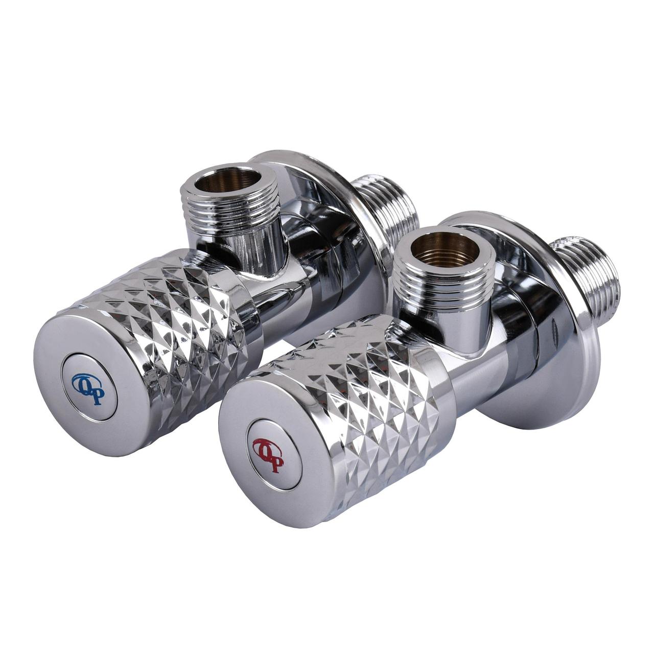 !!Набір кранів кутових кераміка PROFESSIONAL EXCLUSIVE 1/2″X1/2″ 9999 CHROME (1уп.), фото 1