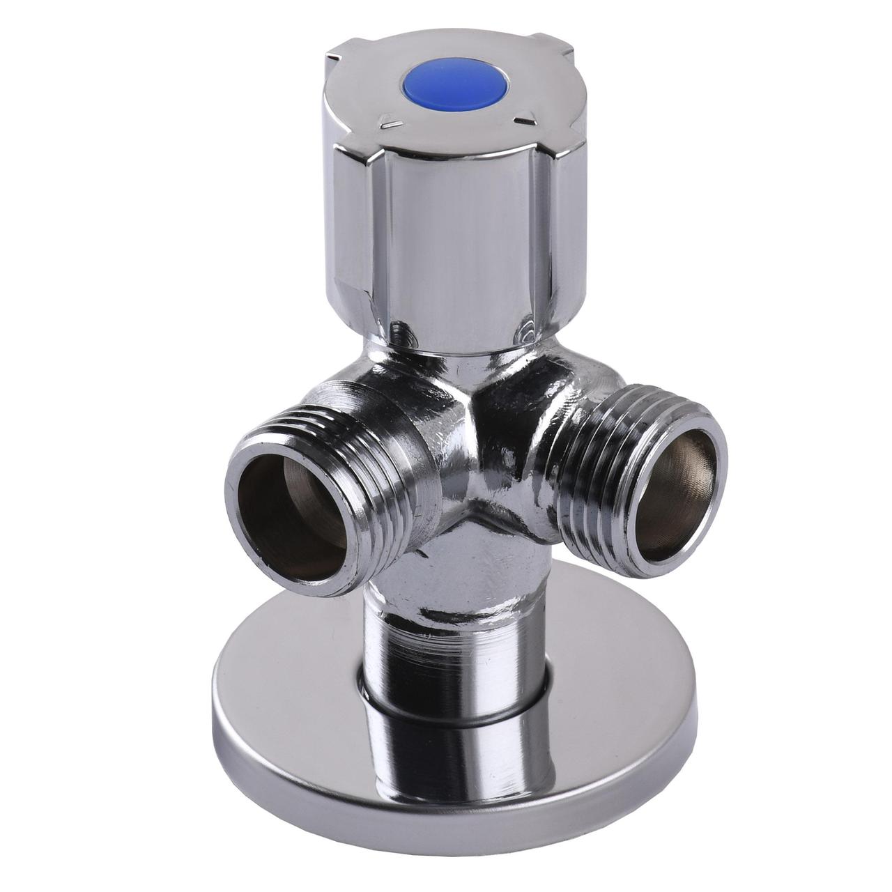 Кран кульовий кутовий подвійний SELBA 1/2″х 1/2″х1/2″ DOUBLE (SL1588), фото 1