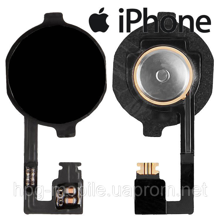 Шлейф для iPhone 4, кнопки меню, полный комплект, черный, оригинал - фото 1 - id-p467604423