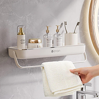 Полиця для ванної з тримачем для рушника TOWEL BAR LY-840, навісна, ABS-пластик, 41×12×6 см, без свердління