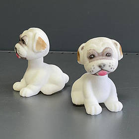 Собачка велика в автомобіль "З махаючою головою" біла подарунок