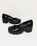 Жіночі чорні лаковані туфлі низький каблук 36 37 38 39 40, фото 10