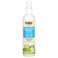 Спрей проти бліх і кліщів для собак, Flea and tick spray, NOW Foods, 237 мл