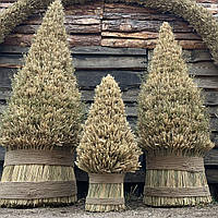 Дідух Різдвяний «Ялинка» 1 м XXL з пшеничного колосся та льону Святкова прикраса, оберіг