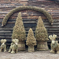 Дідух Різдвяний «Ялинка» 1,8 м XXL з пшеничного колосся та льону Святкова прикраса, оберіг