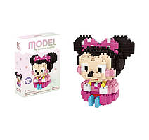 Конструктор OEM Model 3D Minnie Mouse girl сидячий OEM Model 320 деталей Рожево-чорний (W2122)