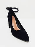 Чорні замшеві туфлі на стійкому підборі ремінець 36 37, фото 5