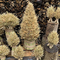 Дідух Різдвяний «Ялинка» 1 м XXL з житнього колосся та льону Святкова прикраса, оберіг