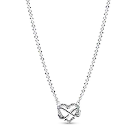 Срібне кольє Pandora «Блискуче серце нескінченності» 392666C01