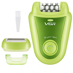 Акумуляторний епілятор + 2 насадки, USB, V-758 / Електроепілятор / Електробритва жіноча / Депілятор для ніг