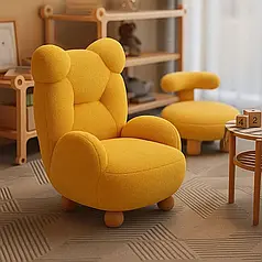 🧸 Дитяче крісло "Teddy" з  овечої шерсті "Золотий"