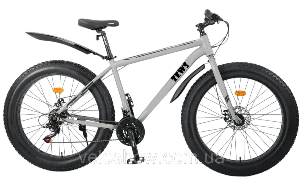 Алюмінієвий фетбайк 26/4.0 Zews Shimano позашляховик (fatbike) широкі колеса regid